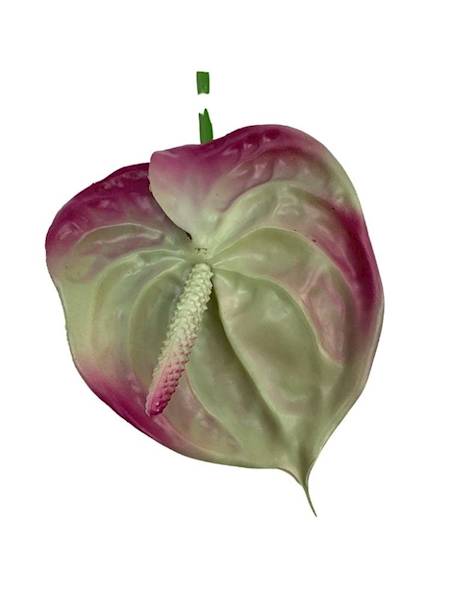 Anturium silikonowe gałązka 68 cm oliwkowe z różem