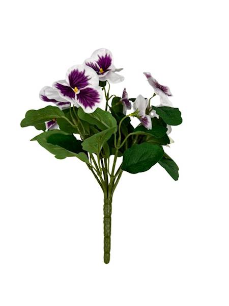 Bukiet bratki 30 cm białe z fioletem