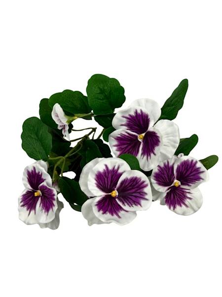 Bukiet bratki 30 cm białe z fioletem