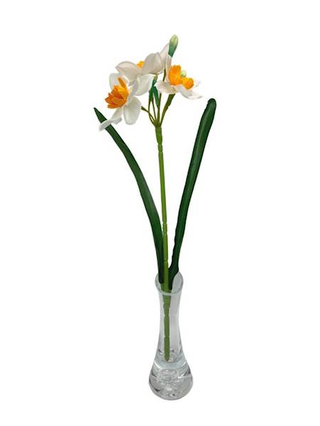 Narcyz gałązka 38 cm biały z pomarańczowym 