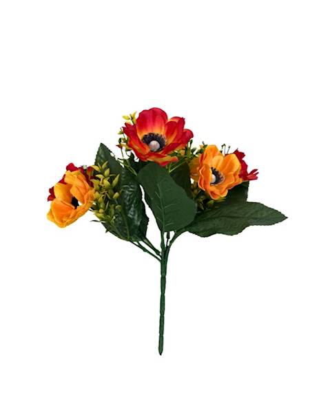 Bukiet anemony 27 cm czerwony i pomarańcz