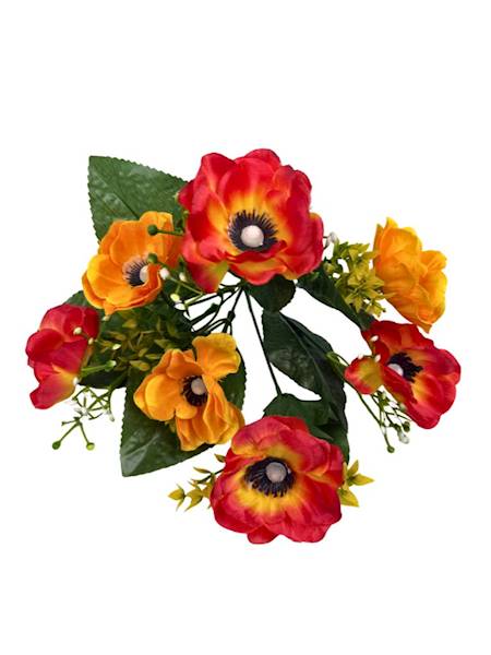 Bukiet anemony 27 cm czerwony i pomarańcz