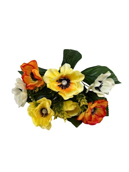 Bukiet anemony 27 cm żółty, pomarańcz i biały