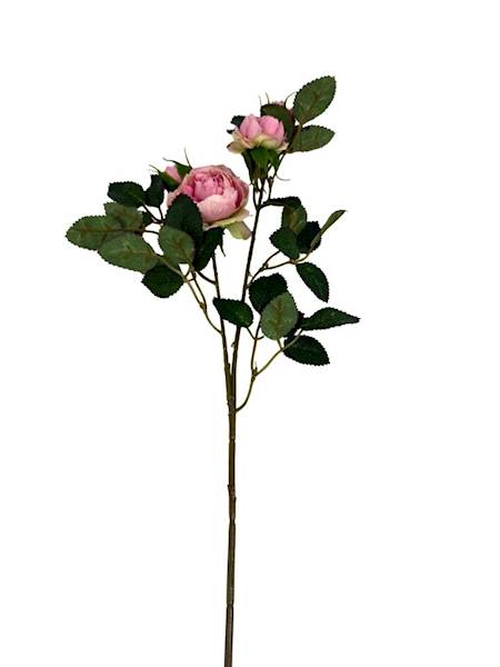 Róża gałązka 50 cm pudrowy róż z zielonym