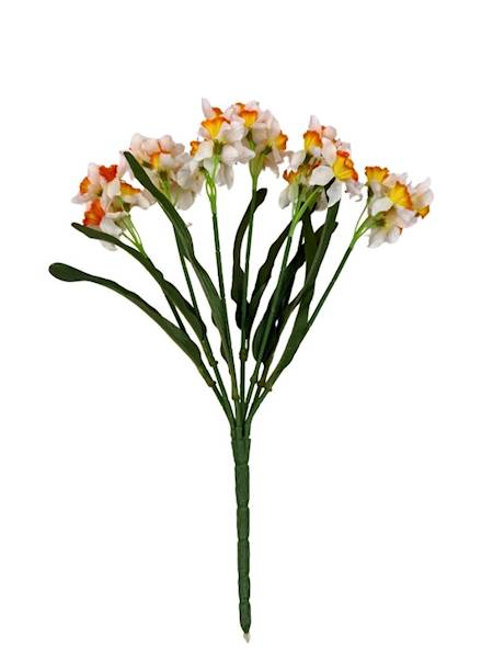 Bukiet żonkil 38 cm biało pomarańczowy