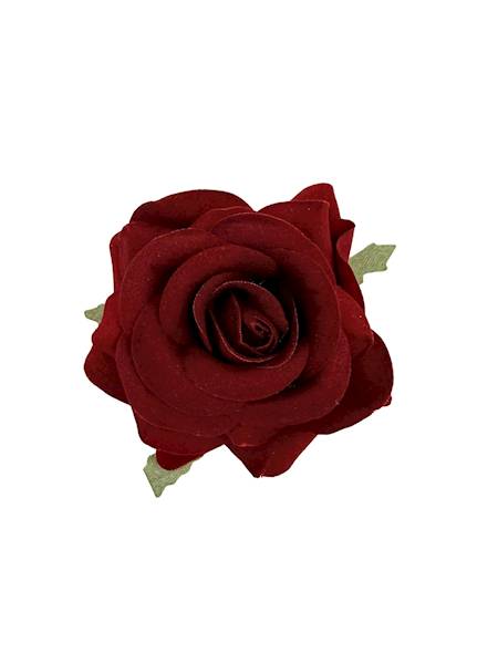 Róża różyczka 6 cm welurowa ciemno czerwona