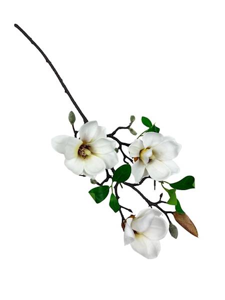Magnolia gałązka 64 cm biała z żółtym