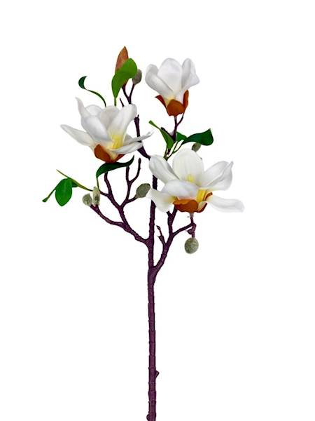 Magnolia gałązka 64 cm biała z żółtym
