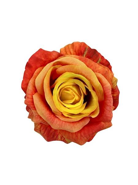 Róża główka 10 cm pomarańcz z żółtym