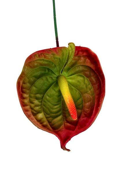 Anturium silikonowe gałązka 75 cm zielono czerwone