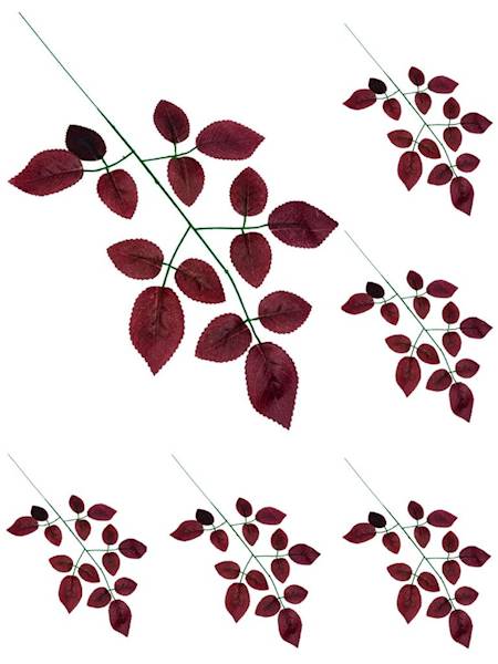 Liść gałązka 64 cm bordo 6 SZTUK