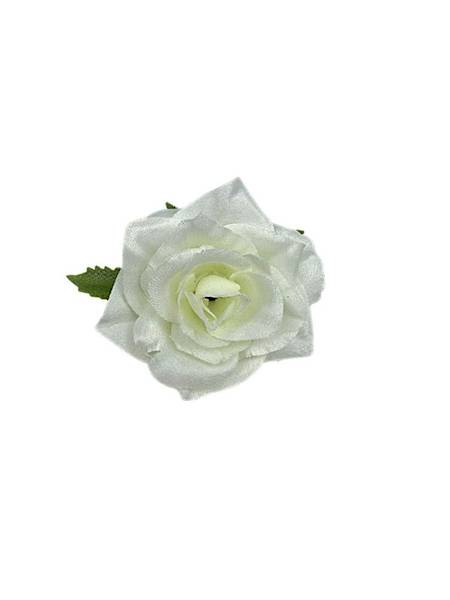Róża główka 6 cm biało zielona 6 sztuk