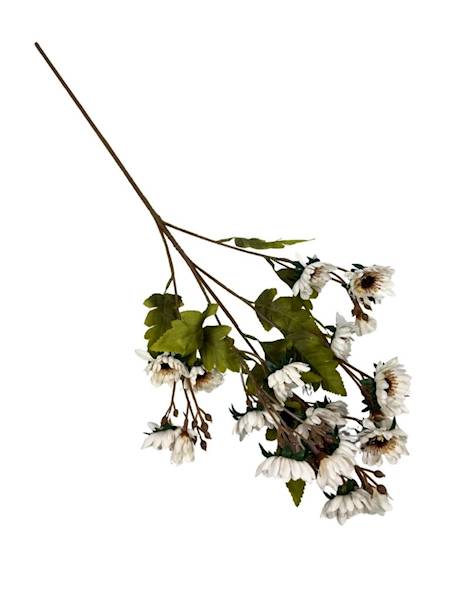 Gałązka jesienna 80 cm margaretki brudna biel