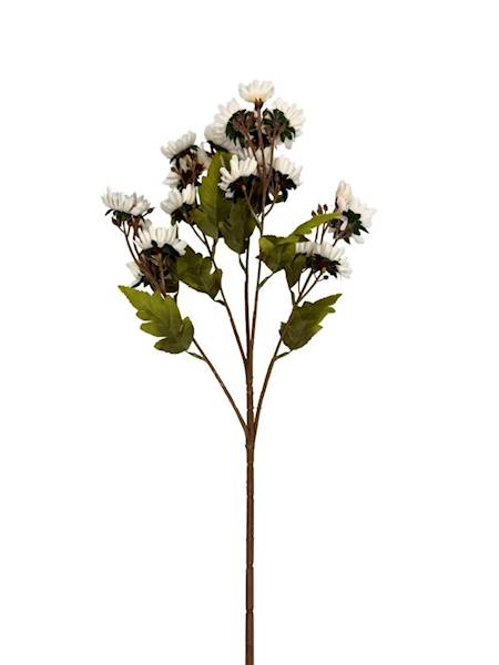 Gałązka jesienna 80 cm margaretki brudna biel