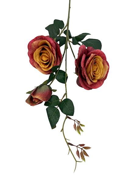 Róża gałązka 84 cm czerwona z pomarańczowym