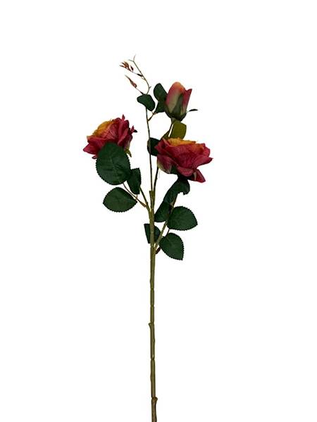 Róża gałązka 84 cm czerwona z pomarańczowym