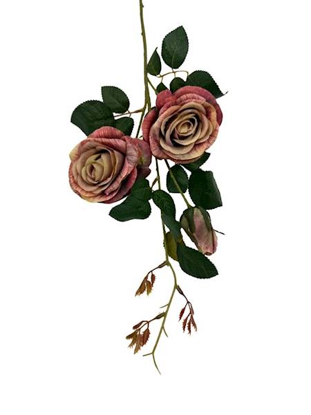 Róża gałązka 84 cm bordo i beż