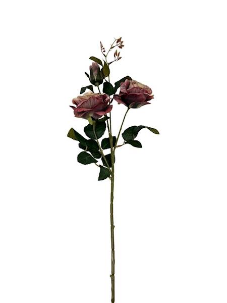Róża gałązka 84 cm bordo i beż