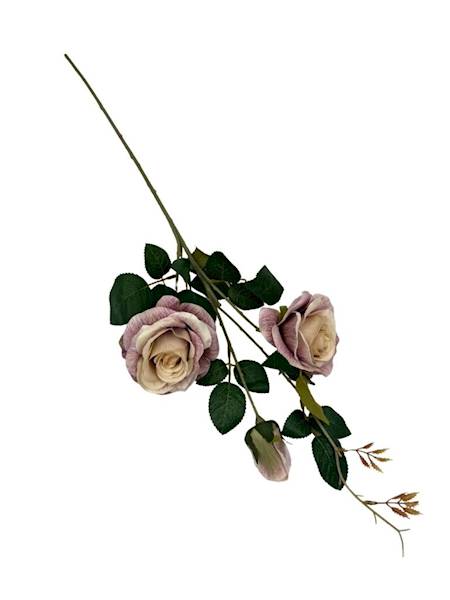 Róża gałązka 84 cm brudny fiolet i beż