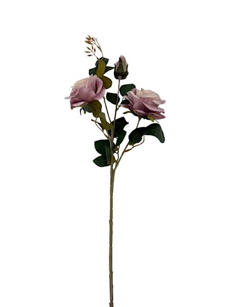 Róża gałązka 84 cm brudny fiolet i beż
