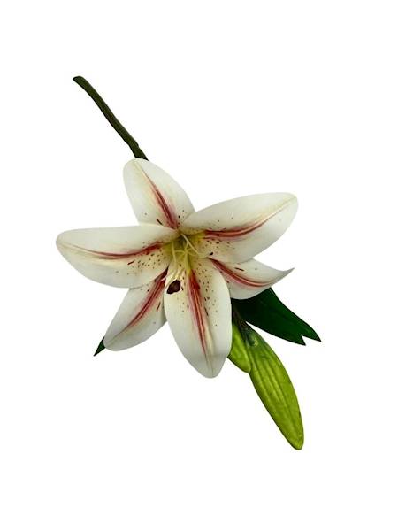 Lilia silikonowa gałązka 36 cm biała z czerwonym