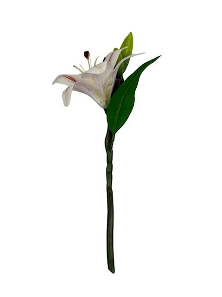 Lilia silikonowa gałązka 36 cm biała z czerwonym