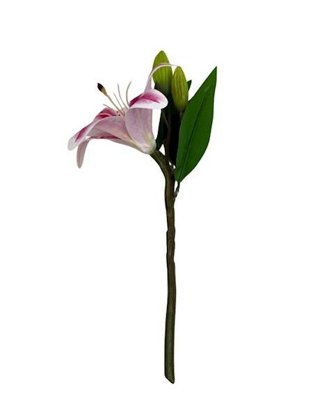 Lilia silikonowa gałązka 36 cm biało różowa