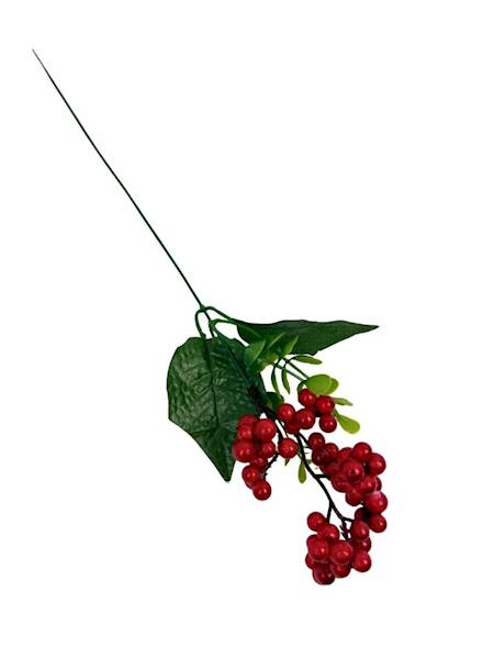 Gałązka z kulkami 46 cm czerwona