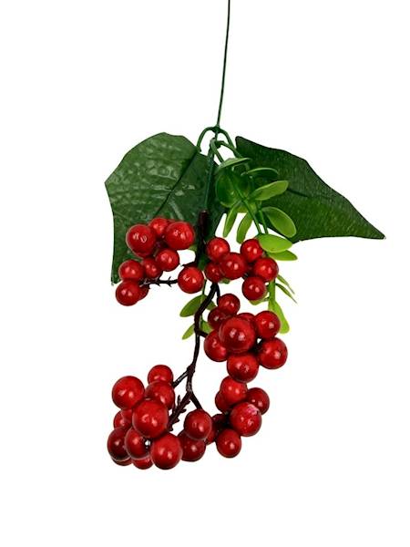 Gałązka z kulkami 46 cm czerwona