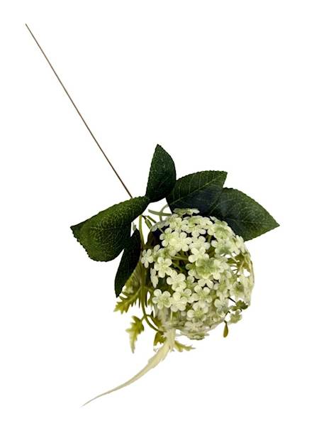 Dodatek kwiatuszki gałązka 37 cm biało zielony