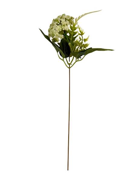 Dodatek kwiatuszki gałązka 37 cm biało zielony