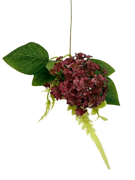 Dodatek kwiatuszki gałązka 37 cm bordo