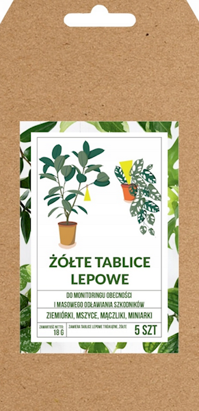Tablice lepowe trójkątne żółte – zestaw: 5 szt