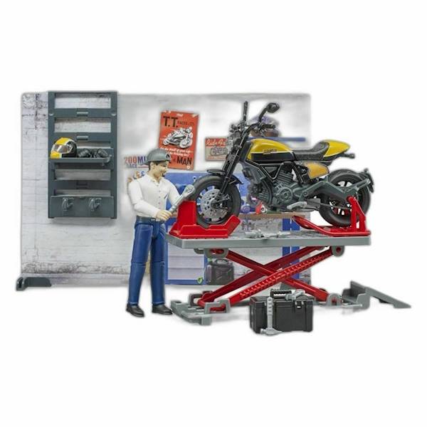 Warsztat Naprawy Motocykli Z Motocyklem Scrambler 