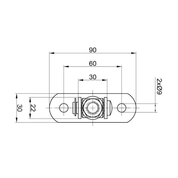 ZAWIAS REGULOWANY M12 L-115 PODSTAWA 90x30x3