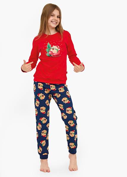 Piżama Cornette Girl Teddy czerwony