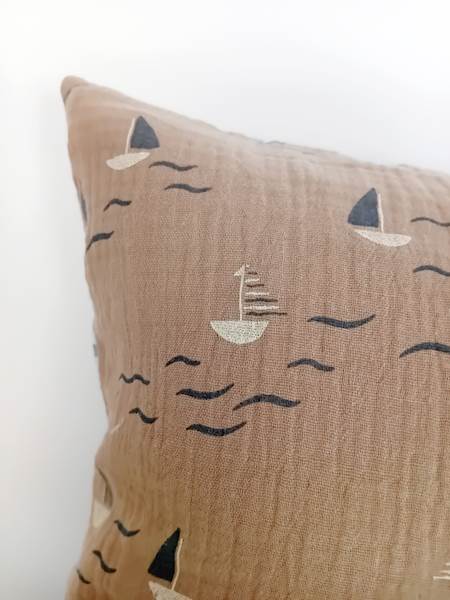 Poszewka muślin Martuli 40x40 ŻAGLÓWKI