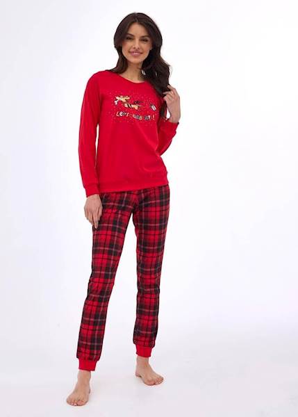 Piżama Cornette Damska Celebrate czerwony