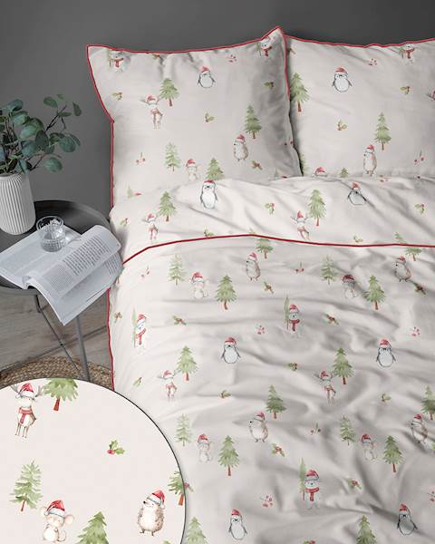 Pościel Martuli Perkal 160x200 Pingwiny