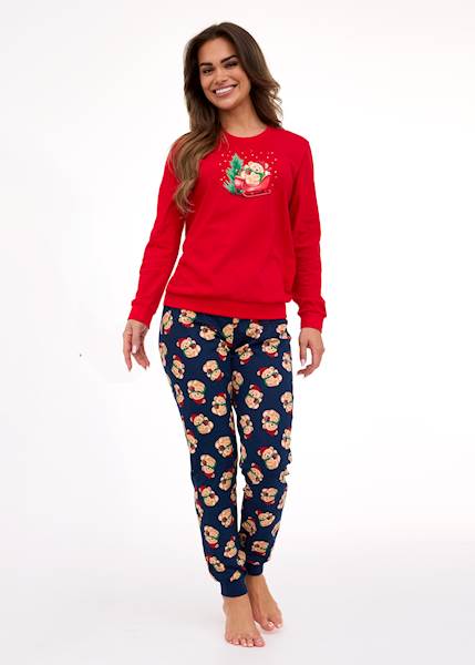 Piżama Cornette Damska Teddy czerwona XL