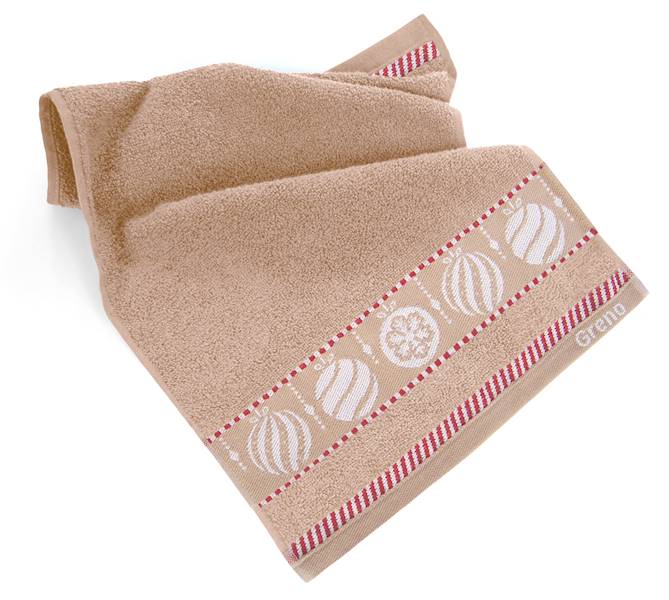 Ręcznik Greno Xmas mess Bombki 30x50 beż