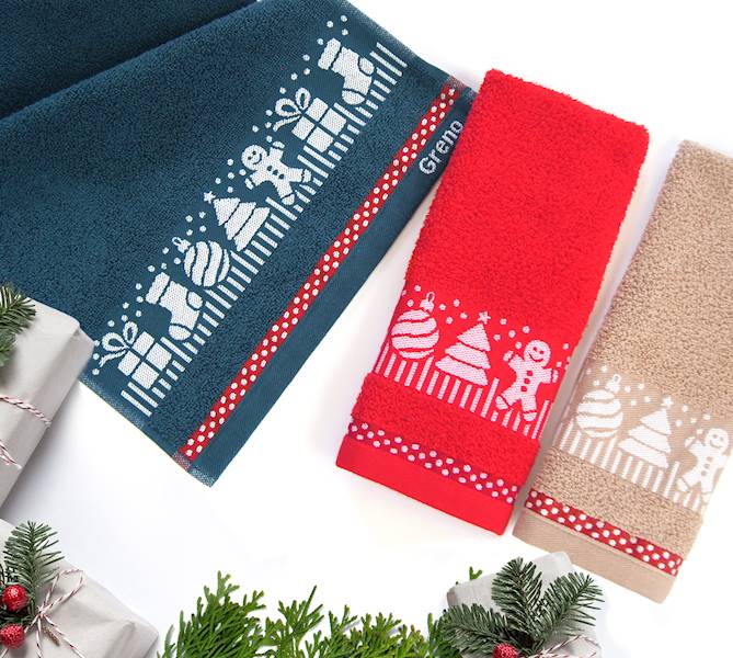Ręcznik Greno Xmas mess Ciastek 30x50 beż