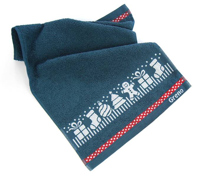 Ręcznik Greno Xmas mess Ciastek 30x50 zielony/turkusowy