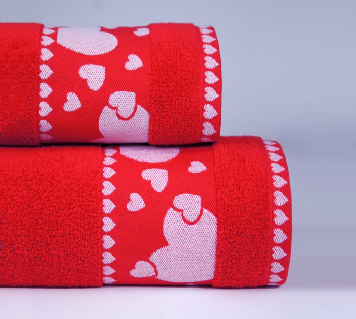 Ręcznik Greno Walentynkowy 70x125 czerwony