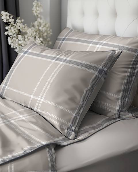 Pościel Martuli Perkal 160x200 5240B Beżowy tartan