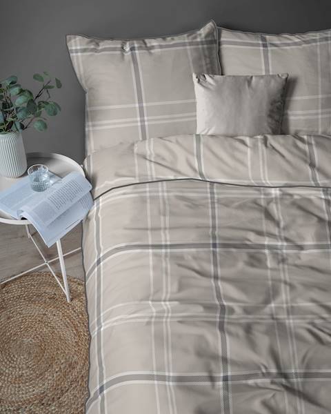 Pościel Martuli Perkal 160x200 5240B Beżowy tartan