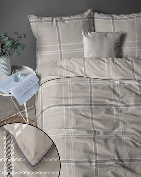 Pościel Martuli Perkal 220x200 5240B Beżowy tartan