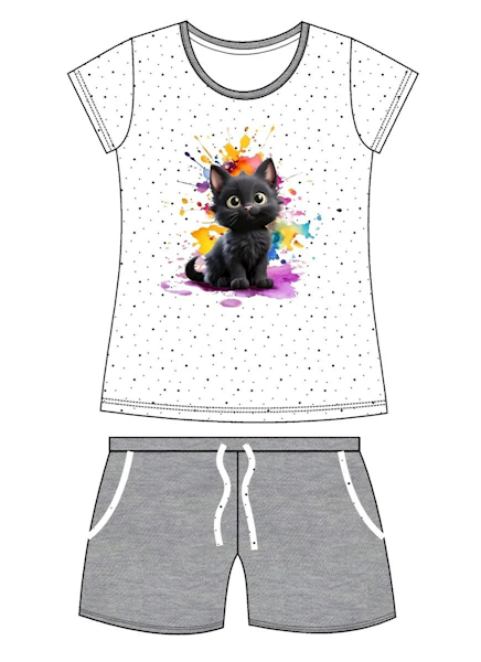 Piżama Cornette Girl Black Cat 104 k