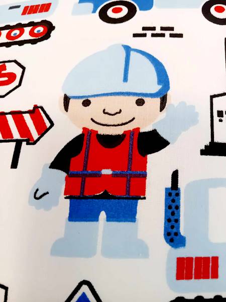 Poszewka bawełniana Martuli 40x40 Ciężarówki na budowie