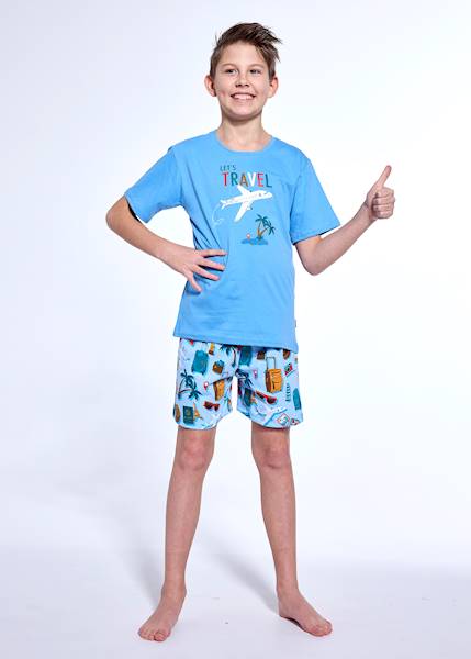 Piżama Cornette Boy Travel 3 niebieska 104 k